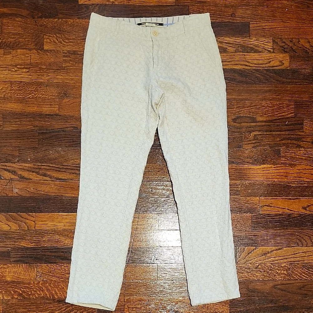 Anthropologie - Daughters of the Liberation Cream Patterned Cropped Trousers